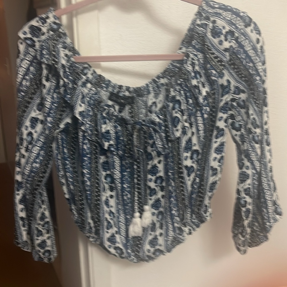 Bohemian Blue and White Women's Top